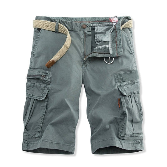 Washed Solid Color Cargo Shorts